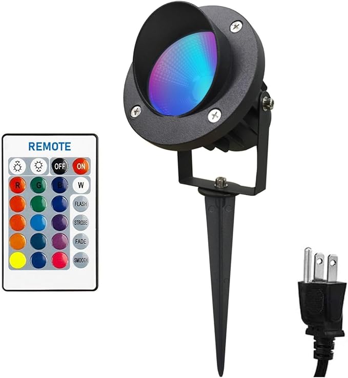 TOVEENEN LED Color Landscape Outdoor Spotlight - 120V 25W Remote Waterproof Spot Lights for Yard Garden Tree House Halloween Christmas Lighting