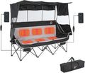 Nice C Heated 3 Person Camping Chair with Canopy Heated Double Camping Chairs with Battery Portable Oversized Padded Sports Umbrella Chair with Shade Cup Holder Cooler Bag for Lawn Outdoors