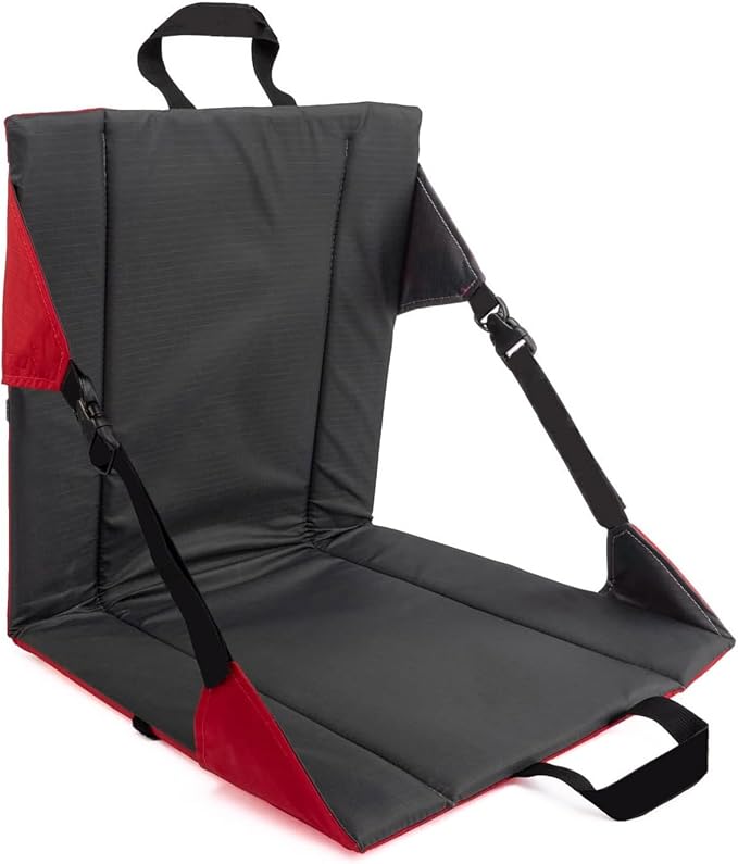Portable Camping Chair Foldable Outdoor Seat with Backrest Turquoise and Purple Water-Resistant Lightweight Design for Hiking Backpacking Beach (Gray-red Color Blocking)