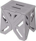 BLACKSPACE Foldable Step Stool 12 Inch Compact Portable Plastic Stool with Handle Lightweight for Camping Hiking Fishing Garden BBQ Indoor Outdoor Use(30cm Gray)