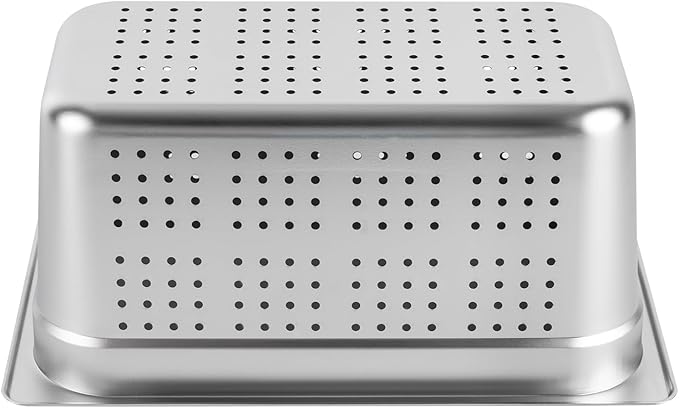 DYNAMI 2-Pack 1/3 Size 6 Deep Perforated Stainless Steel Steam Table Pan Commercial Catering Food Pan
