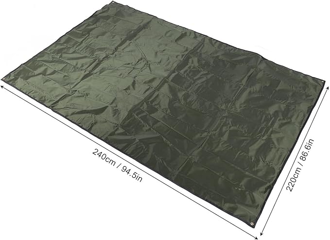 Camping Tent Tarp Water Proof Beach Mat Tent Floor Saver Oxford Cloth Picnic Blanket Sunshade for Outdoor Camping Beach Picnic Family Gathering 240x220cm with Storage Bag (OD Green)