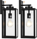 16-inch Dusk to Dawn Outdoor Wall Light Fixture Large Black Exterior Wall Lantern Waterproof Farmhouse Porch Sconce Lighting Modern Wall-Mounted Outside Lights for House Garage Patio Lamp 2 Packs