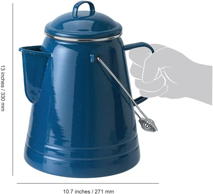 GSI Outdoors 15166 Pioneer Enamel Camping Coffee Pot - 36 Cups Blue