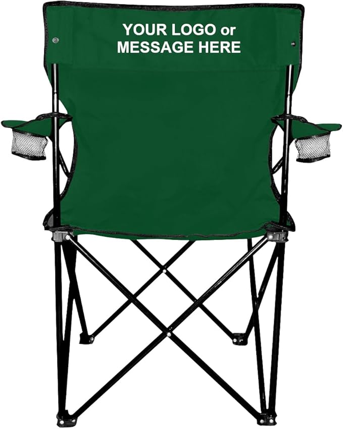 6-Qty Folding Chairs with Imprinted Logo or Message On Back - Custom Gift for Sports Picnics &amp Tailgating