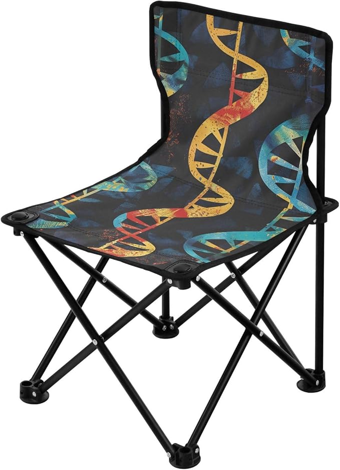 Blue and Orange Texture Portable Camping Chairs Folding Chair - Durable Oxford Fabric Lightweight Iron Frame Easy Fold Design - Ideal for Outdoor Activities Camping Fishing and Travel