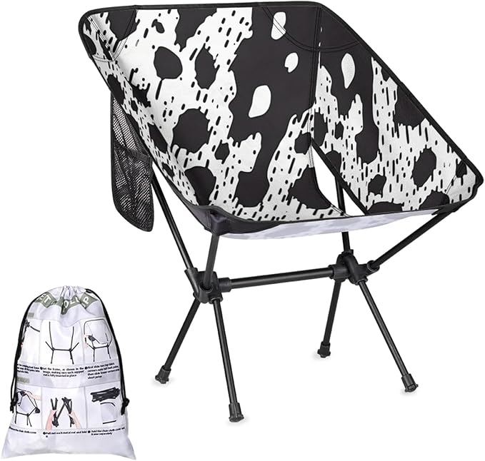 Honeybaby Folding Camping Chair Abstract Leopard Print Camping Chairs Lightweight Portable Chair Outdoor Foldable Chairs for Camping Travel Picnic Beach Hiking