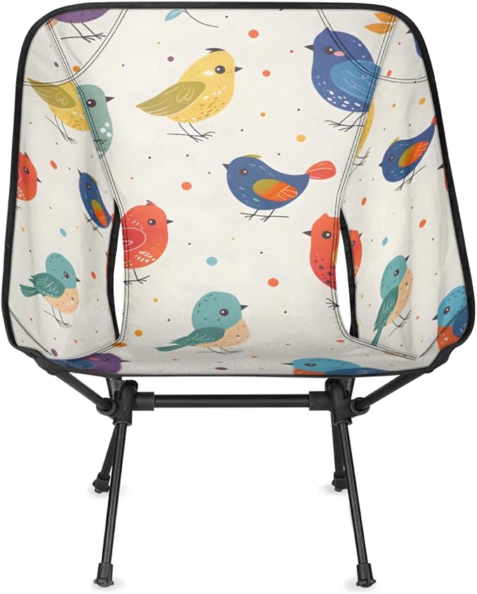 Honeybaby Folding Camping Chair Colorful Birds Camping Chairs Lightweight Portable Chair Outdoor Foldable Chairs for Camping Travel Picnic Beach Hiking