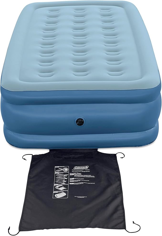 Coleman: SupportRest Plus: 16 Twin Airbed - Handheld A/C Pump Double-High Inflatable Mattress Storage Bag Water-Resistant PVC Indoor-Outdoor