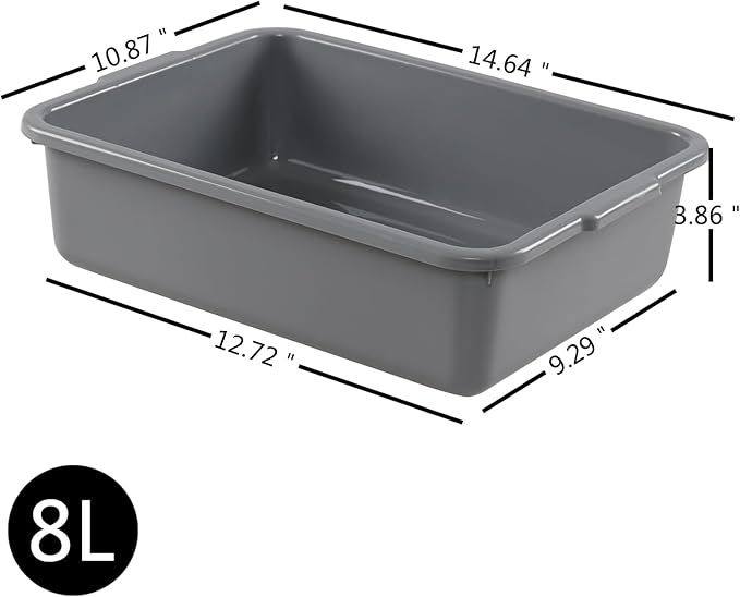 Farmoon 5 Pack Food Service Bus Tub 8 L Small commercial wash tote Grey restaurant dish pan