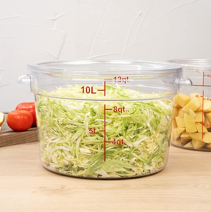 Restaurantware-LID ONLY: Met Lux Food Storage Container Lid 1 Round Marinating Container Lid - Containers Sold Separately With Date Indicator Clear Plastic Lid Dishwashable Freezable