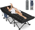 ZENPETIO Oversized XXL Folding Camping Cot Heavy Duty Sleeping Cot for Adults with Mattress and Pillow Portable Cot Bed with Carry Bag for Outdoor Camp Travel Home Guest Office 78x32x18