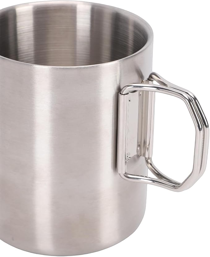 Portable Stainless Steel Camping Mess Kit Tableware Set Double Layer Cup Thickened Bowl Plate Knife Fork Spoon Utensil Combo with Organizer Bag for Camping Picnic Beach