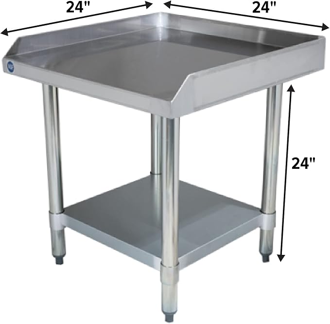 Stainless Steel Equipment Grill Stand with Adjustable Undershelf | Heavy Duty 18-Gauge Top | NSF Certified for Commercial Kitchen &amp Utility Use (24x24)