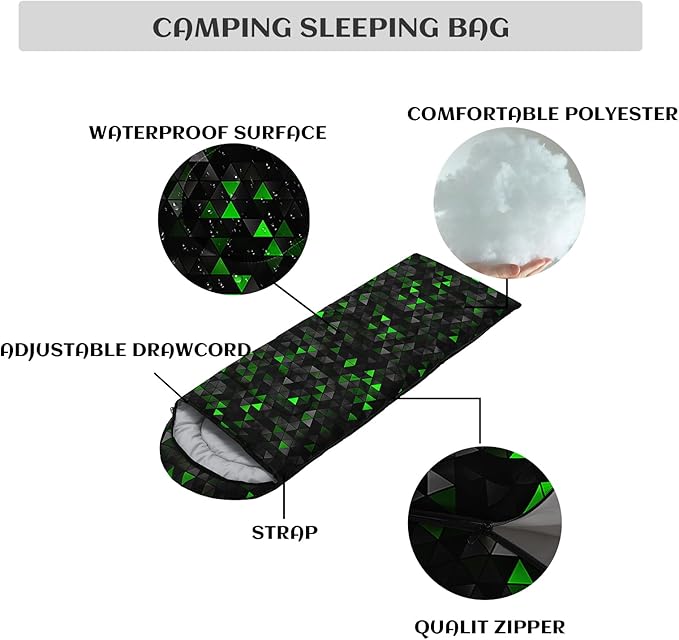 Sleeping Bags for Adults and Kids3D Printing Camping Sleeping Bag for Girls Boys Lightweight Waterproof Cold/Warm 3-SeasonOutdoor Travel with Compression Bags
