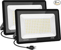 200W LED Flood Lights 2 Pack 3000K Warm White Security Lights Outdoor IP66 Waterproof Backyard Garden Garage