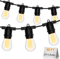 S14 LED Outdoor String Lights IP65 Waterproof 48FT Outside Patio Lights Edison Shatterproof Bulb Vintage Backyard Lights Balcony Deck Garden Lights