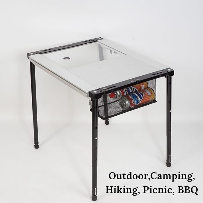 IGT Camping Table Legs 5-Level Adjustable Height Telescopic 7075 Aluminum Alloy Black Anodized Finish Lightweight Easy Installation Stable Support for Cooking Picnic BBQHiking (Set of 4)