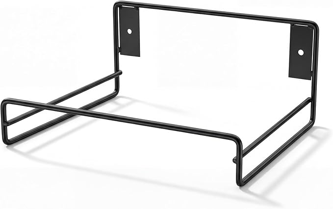 LEIFIDE Tray Stand Holder Wall Mount Heavy Duty Black Steel Plate Rack Shelf Large for Restaurant Kitchen Bar Service Areas Space Saving Storage Display Rack Pillow Organizer 10.25 x 9.25 Inches