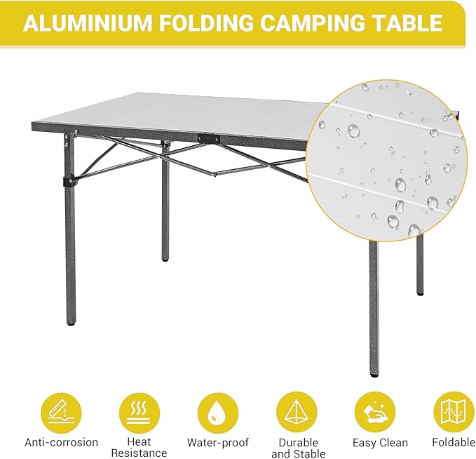 KingCamp Aluminum Folding Camp Table - Lightweight Portable Roll Up for Outdoor Camping Picnic Barbecue