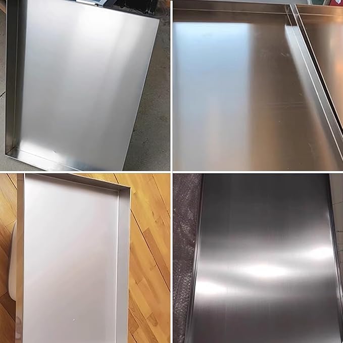 Durable Stainless Steel Drain Pan for Washing Machines - 24x8in Floor Protection Tray Rectangular Oil Change Pan Heavy-Duty Washer Tray (60x20cm)