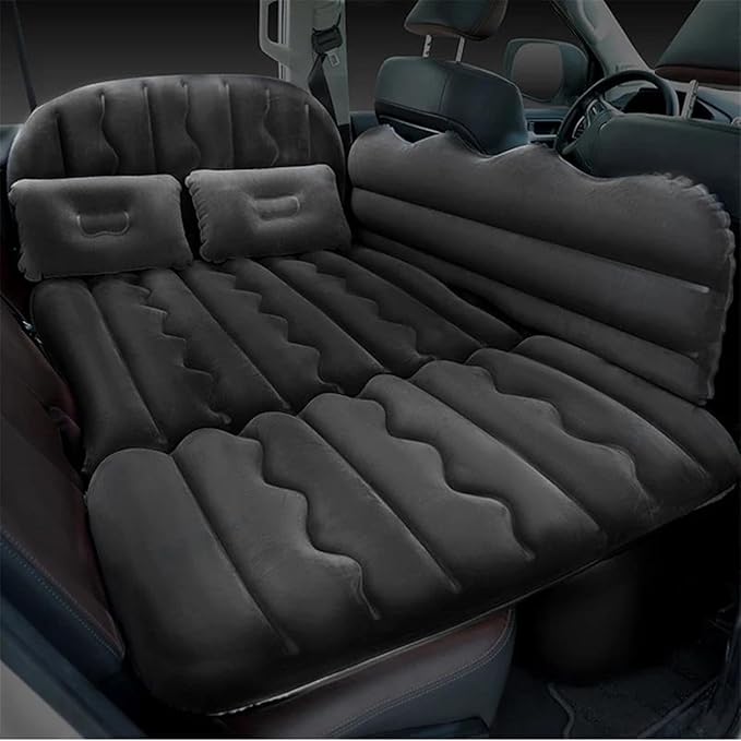 Camping Inflatable Mattress Car Inflatable Mattress Outdoor Inflatable Mattress Thick Flocking PVC Material 170 * 75cm Large Size (Black)