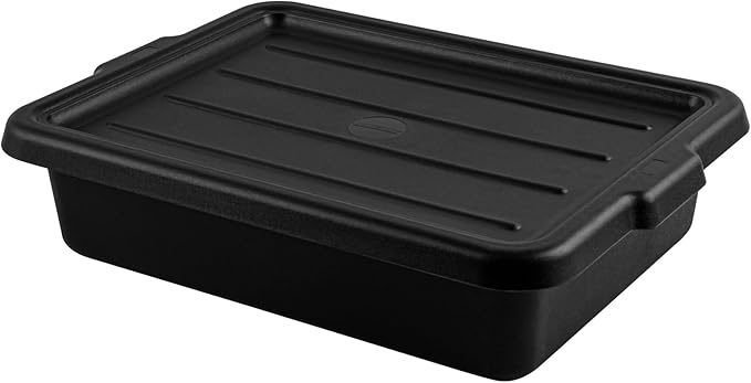 Restaurantware-LID ONLY: RW Clean 23.2 Inch x 16.9 Inch Bus Tub Lid 1 Snap-On Lid For Bus Box - With Handles Black Plastic Restaurant Tub Lid Bus Tub Sold Separately