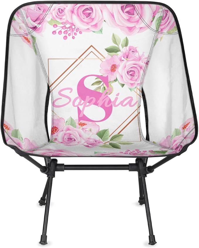 Camping Chair Personalized Backpacking Chair Lightweight Portable Folding Customized Name Chairs for Beach Sport Hiking (Hot Pink)