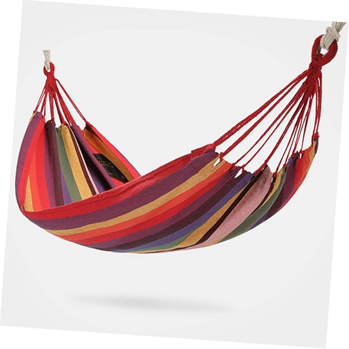 BESPORTBLE 280x100cm Portable Canvas Hammock for Outdoor Camping Travel Garden Use Comfortable Double-Single Design Tree Straps and Carry Bag