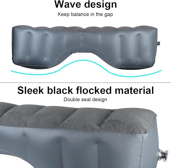 Camping Inflatable Mattress Car Back Seat Inflatable Cushion Flocking Wear-Resistant Material 130x27x33cm Car Bed Long-Distance Travel Gap Pad