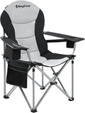 KingCamp Oversized Camping Folding Chair with Lumbar Support Heavy Duty Ergonomic Padded Arm Chair with Cooler Bag Cup Holder Portable for Outdoor