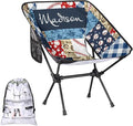 Custom Camping Chair Personalized Portable Backpacking Chair with Name Lightweight Folding Chair for Beach Hiking Baseball Plaid