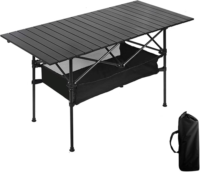 Outdoor Folding Portable Picnic Camping Table Easy Carry Folding Table with Storage Bag Heavy Duty for RV BBQ Cooking Indoor Outdoor Party Patio Picnic (Medium)