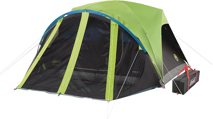 Coleman Carlsbad Dark Room Tent with Screened Porch 4/6 Person Tent Blocks 90% of Sunlight to Keep Inside Cool Weatherproof Shelter with Easy Setup Made of PFAS-Free Materials