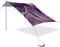 Purple Gold Marble Beach Tent Sun Shelter 9.2' x 10.5' Beach Canopy with 4 Sandbags 4 Stability Poles Sand Shovels - Tent Canopy for Beach Camping Fishing Picnics