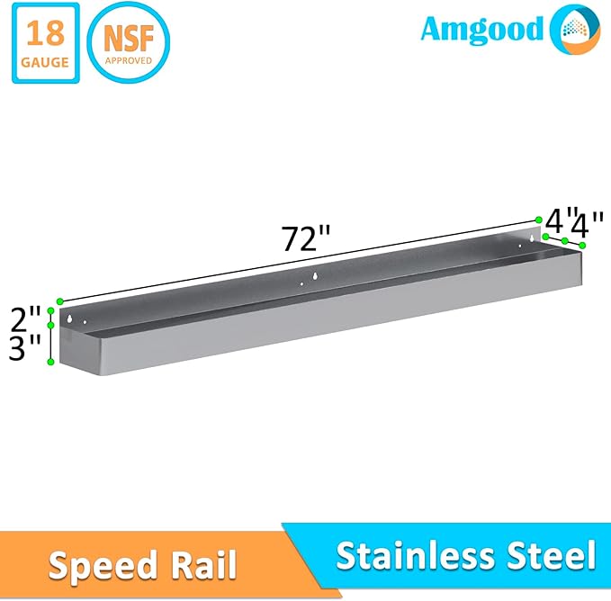 72 in. Abreast Double-Tier Stainless Steel Speed Rail Rack – Liquor Bottle Organizer for Bars Restaurants Nightclubs and Home Bars