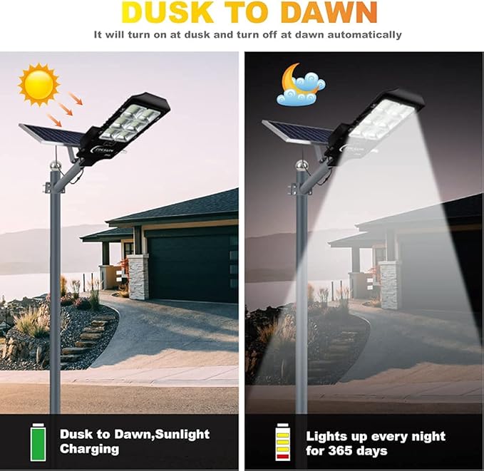 600W Solar Flood Street Lights OutdoorSolar Security Lights 30000 Lumens Dusk to Dawn Solar Powered Led Lighting IP66 Waterproof Pole Light with Motion Sensor for Parking LotStadiumGardenYard