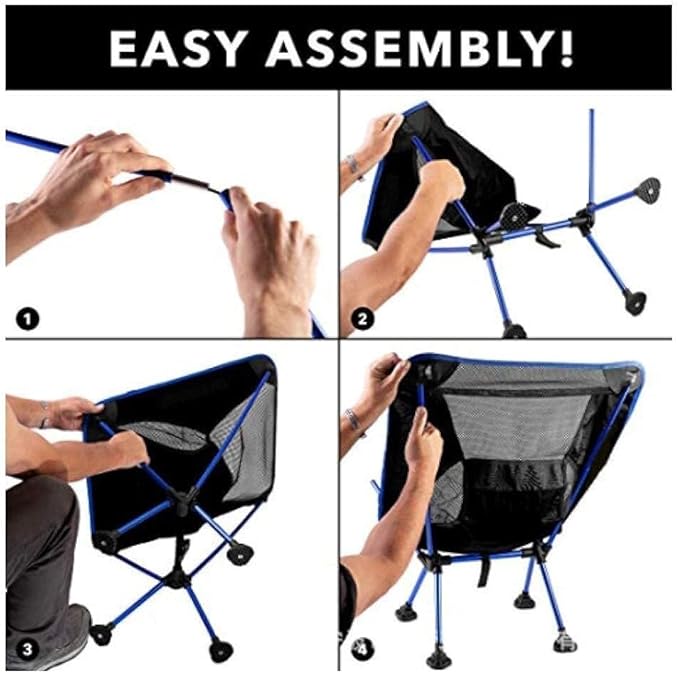 Camping Chair - Folding Outdoor Chair Lightweight Breathable Mesh Portable 230lbs Capacity Ideal(Blue)