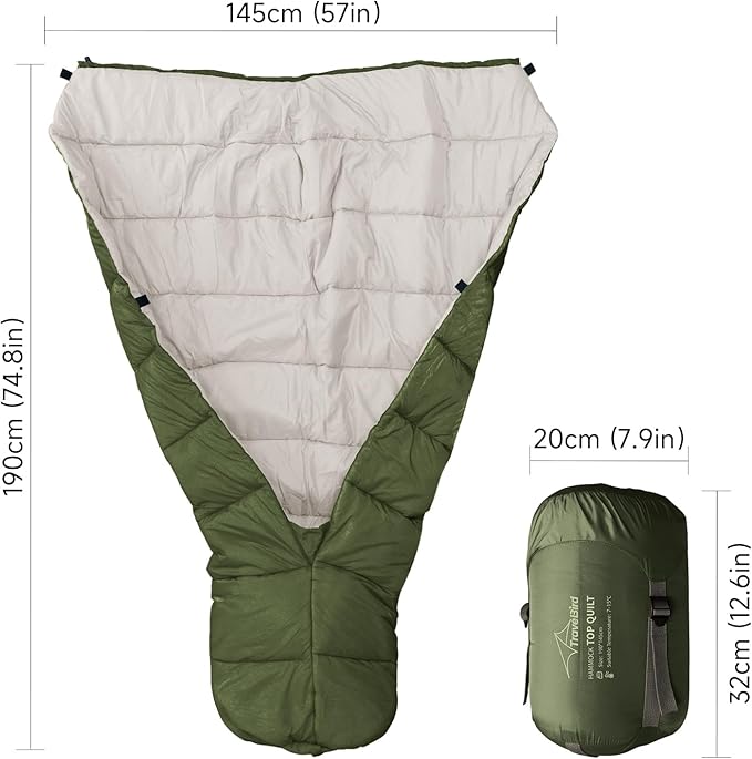 Top Quilt for Hammocks Ultralight Sleeping Bag Topquilt Warm Insulation Sleeping Quilt for Outdoor Hammock Camping