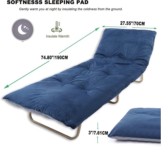 Gehannah Thick Camping Sleeping Pad Soft Comfortable Microfiber Camping Cot Pads for Adults Lightweight Foldable Sleeping mats for Traveling Hiking Backpacking Traveling