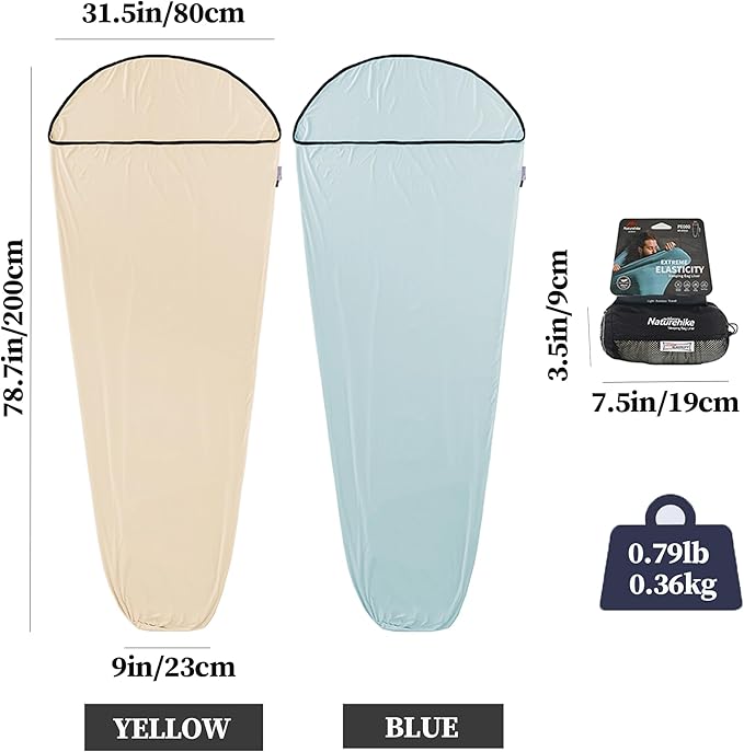 Naturehike Ultralight Sleeping Bag Liner with Carry Bag Compact Adult Sleep Sack Portable High Elasticity Travel Sheets for Hotels Backpacking Business Trips Camping Machine Washable