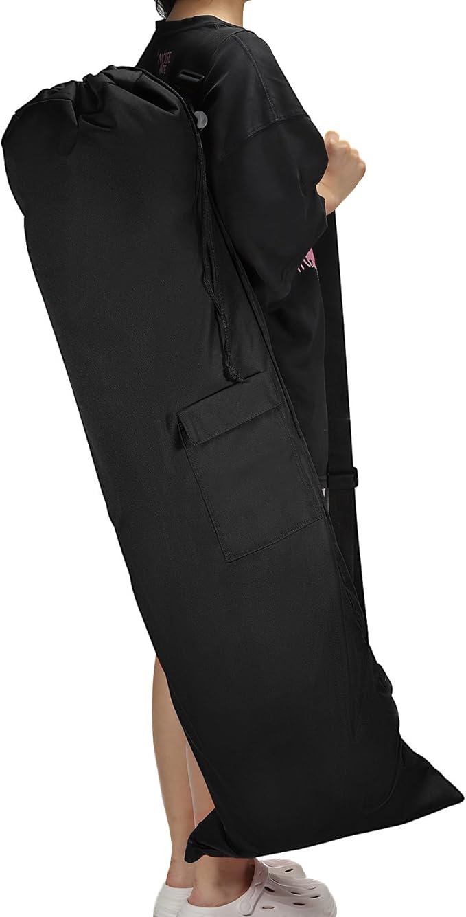 PATIKIL 47 Inch Camp Chair Replacement Bag Foldable Camping Chair Bag 900D Oxford Large Mouth Carry Bag with Adjustable Shoulder Strap &amp Side Pocket for Outdoor Camping Black