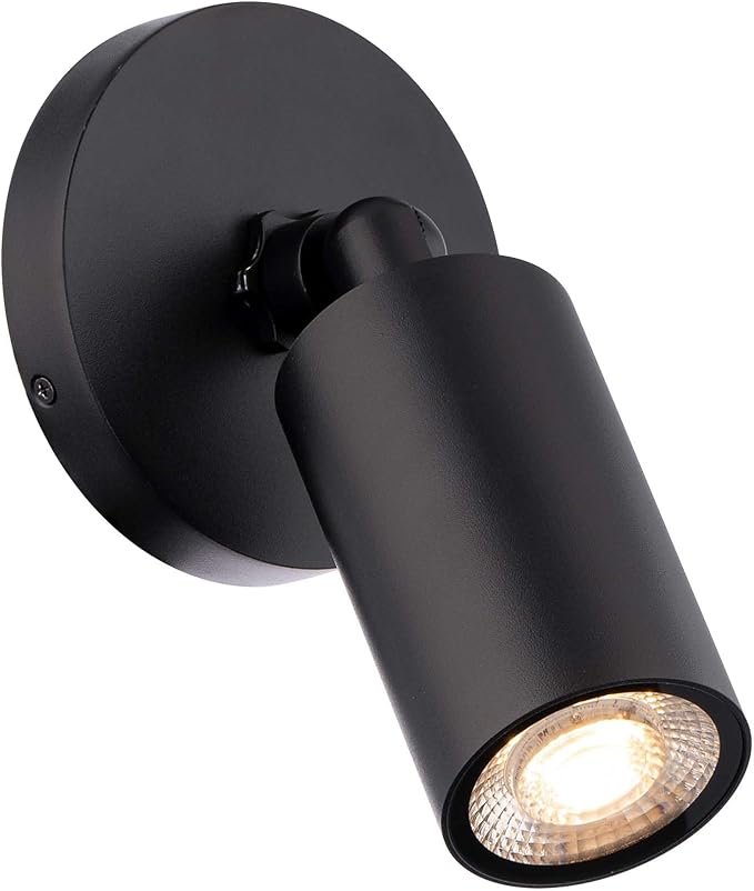 Cylinder LED Single Adjustable Indoor or Outdoor Wall Light 3000K in Black