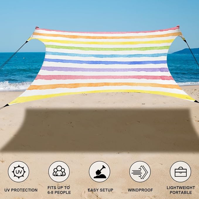 YUKIHOME Beach Tent Sun Shade Canopy Tent UPF 50+ Camping Beach Sun Shelter 7 x 7ft 2 Pole Lightweight Easy Set Up and Carry