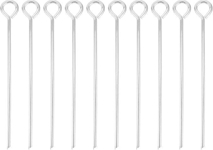 Luxshiny 10pcs Outdoor Tent Stakes Metal Ground Pegs Galvanized Round Loop Camping Tent Anchors 6x230mm for Hiking and Garden Use