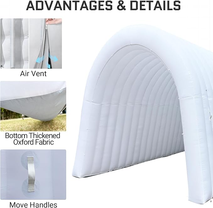 OZIS 24FT Inflatable Tunnel Sports Entrance with Installed Blower Inflatable Tunnel Tent for Business Advertising Event Exhibition PromotionStreetShopSupermarketSchool(White 24x10x10Ft)