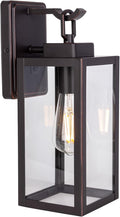 LIT-PaTH Outdoor Wall Lantern Wall Sconce as Porch Lighting Fixture E26 Medium Base Max 60W Anti-Rust Metal with Glass Shade Oil Rubbed Bronze Finish 1-Pack