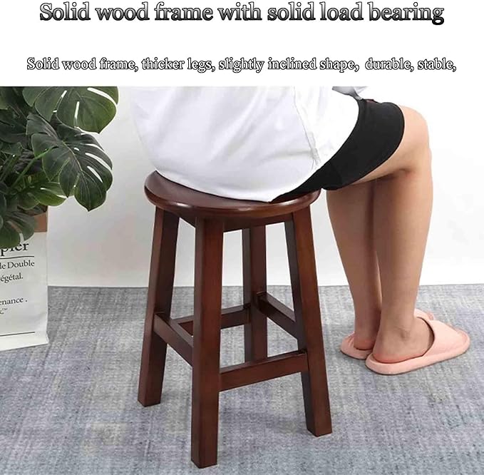 Solid Wood Round Stool Portable Small Stool for Bedroom and Coffee Table Log Colour 30 * 50cm