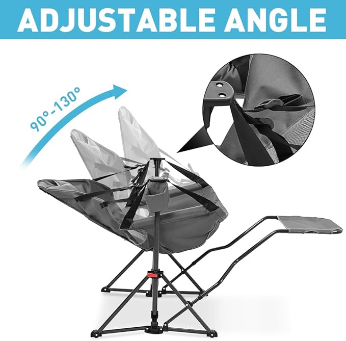 outdoor basic Adjustable Camping Folding Chair with Footrest - Portable Zero Gravity Lounge Chair for Beach Lawn Picnic Fishing &amp Backpacking Trips Supports 600lbs