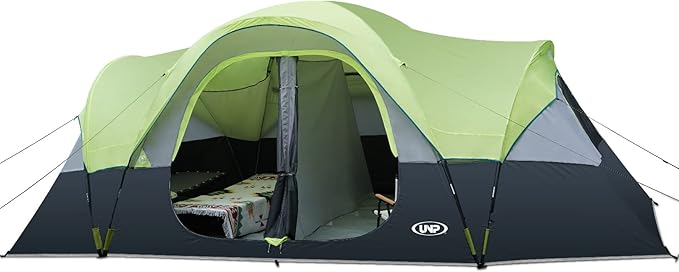 UNP Camping Tent 10-Person-Family Tents Parties Music Festival Tent Big Easy Up 5 Large Mesh Windows Double Layer 2 Room Waterproof Weather Resistant 18ft x 9ft x78in